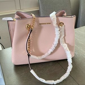 MK Michael Kors Teagen Large Long Drop Tote Bag Powder Blush Pink